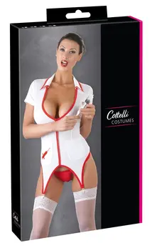 Cottelli Collection Nurse Uniform XL - White & Red, Short Sleeves