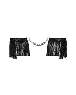 Obsessive Sherila Black Fringed Adjustable Wrist Cuffs
