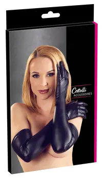 Cottelli Collection Matte Black Long Gloves S-L Stretch Fit