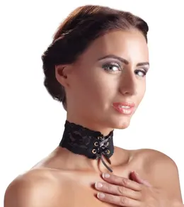 Svenjoyment Choker Lace Black Adjustable Satin Lacing 32cm
