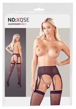 Cottelli Collection Classic Black Suspender Belt Set L/XL Adjustable
