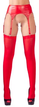Cottelli Collection Suspender Belt Red L/XL with Matching Stockings