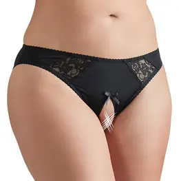 Cottelli Collection Crotchless Briefs 3XL with Lace Accents Black