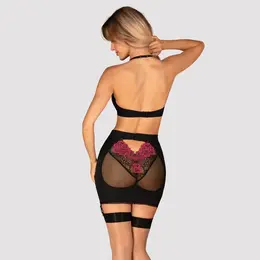 Obsessive Rosenty Intimate Top & Suspender Skirt Set XS/S Pink Lace