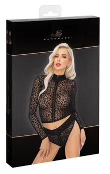 Noir Handmade Top Leo XL - Semi-Transparent Mesh, Leopard Pattern