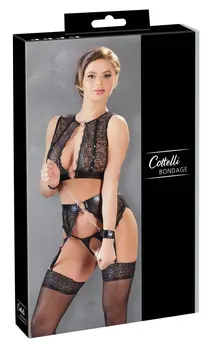 Cottelli Collection Bondage Lingerie Set M - 3-Piece Wetlook & Lace