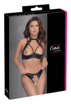 Cottelli Lingerie Shelf Bra Set 85B/L with Embroidered Floral Design