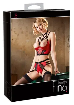 Cottelli Collection Shelf Bra Set Red 85C/L with Lace Details