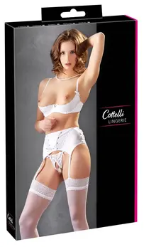 Cottelli Collection Shelf Bra Set White Lace 80B/M Adjustable Straps