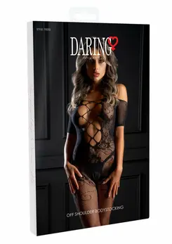 Leg Avenue Off the Shoulder Lace Bodystocking Black One Size