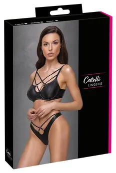 Cottelli LINGERIE Matte Black Bra Set 75B/S Adjustable Straps