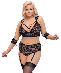 Cottelli Bondage Plus Lace Set 4XL - Adjustable Bralette & Briefs