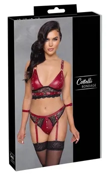 Cottelli Bondage Bra Set XL Red with Adjustable Restraint Straps
