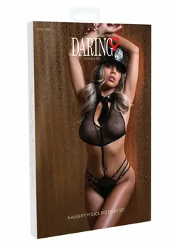 Naughty Police Roleplay Set Wetlook Fishnet Adjustable Cap Badge