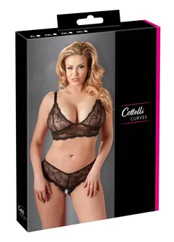 Cottelli Collection Lingerie Set Black Lace 4XL Adjustable Straps