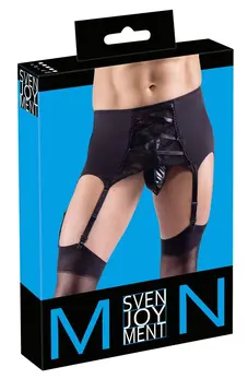 Svenjoyment Men's Microfibre Suspender Belt S with Lace Detail