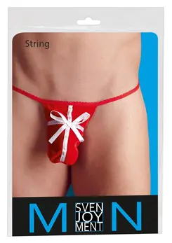 Cottelli Collection Men's Red Velvet String S-L with Satin Bow