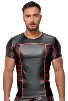 NEK Men’s Short-Sleeve Shirt Black/Red 2XL Mesh Panel Stretch Fit