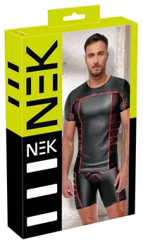 NEK Men's Short-Sleeve Shirt Black/Red Mesh Contrast Size L