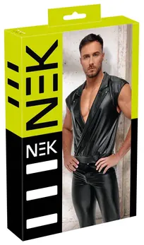 NEK Men's Matte Black Shirt XL with Overlapping Sleeves & Studded Collar