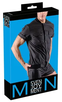 Svenjoyment Blouson Shirt S Matte Black with Pockets Press Studs