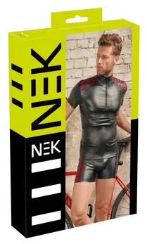 NEK Men's Shirt Black/Red S - Matte Look, Red Shoulder Inserts