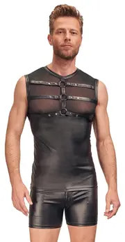 NEK Men's Matte Harness Top M - Trendy Powernet & Harness Detail