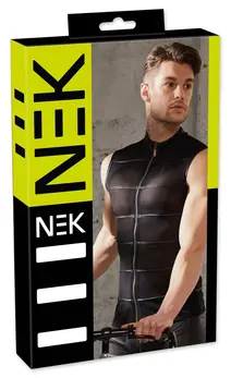 NEK Powernet Black Sleeveless Shirt S with Matte Stripes & Zipper