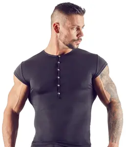 NEK Men’s Shirt Black S - Microfibre, Short Sleeve, Silver Details