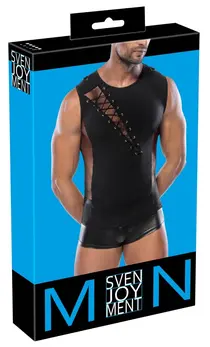 NEK Men’s Mesh & Opaque Shirt 2XL Black, D-Ring Detail, Stretch Fit