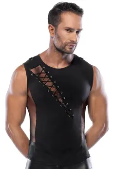 Svenjoyment Shirt Model with Fishnet Panels and Lacing, Size S