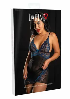 Daring Intimates Floral Lace Dress Royal Blue Adjustable Fit 8713221833747