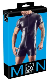 NEK Matte Look Men's Playsuit L with 3-Part Zipper, Black