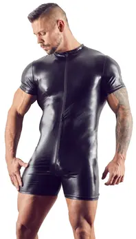 NEK Men's Matte Look Playsuit with 3-Way Front Zip, Size M