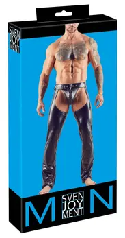 Cottelli Collection Men Imitation Leather Chaps 2XL Black Zip