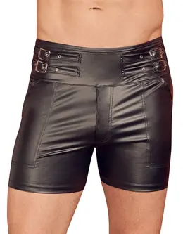 NEK High-Waist Matte Black Men's Shorts with Adjustable Straps L