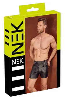 NEK High-Waist Matte Black Shorts, Adjustable Buckles, Size M