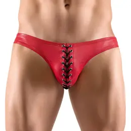Svenjoyment Briefs L Shiny Red with Decorative Black Lacing