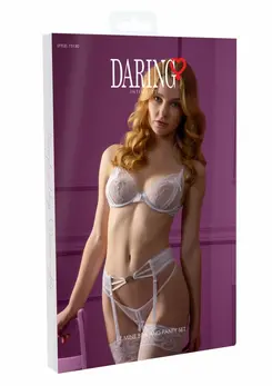 Be Mine Bra and Panty Set Romantic Lace, Adjustable Garter, Satin Bows