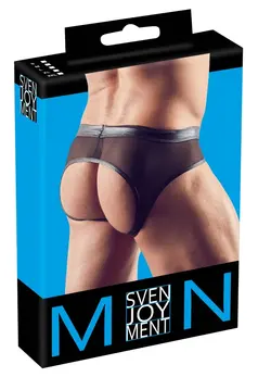 NEK Men's Open Back Briefs S Powernet Wet Look Black