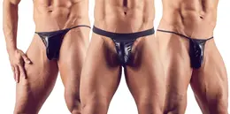 NEK Men's Underwear Set 3-Pack Wet Look S-L Black Stretchy Material