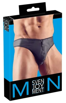 NEK Men's Briefs 2XL Neoprene Look with Rhinestone Zip Accent