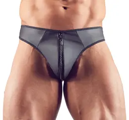 NEK Men's Neoprene Look String with Rhinestone Zipper, Size M