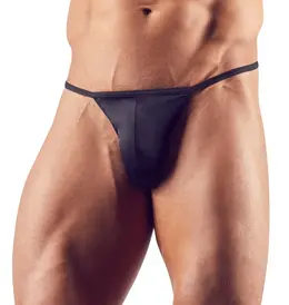 NEK Men's Mini String L Black Shiny Microfiber Briefs