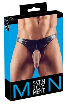 Implicite Leather Men’s String XL - Shiny Black, Flexible Opening