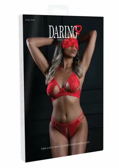 Rimba 3PC Bra, Panty and Blindfold Floral Lace Adjustable Set