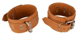 ZADO Leather Wrist Restraints Natural Finish Adjustable 17-24 cm