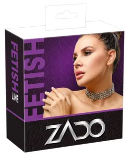 ZADO Black Leather Adjustable Collar with Triple Chain Detail
