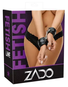 ZADO Leather Handcuffs Black - Adjustable, Softly Padded, Premium Leather
