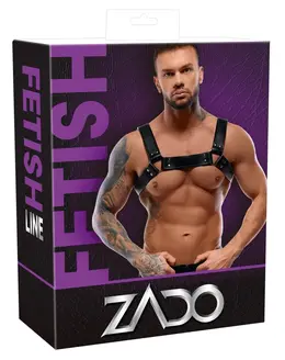 ZADO Leather Chest Harness Adjustable Cowhide Black Unpadded